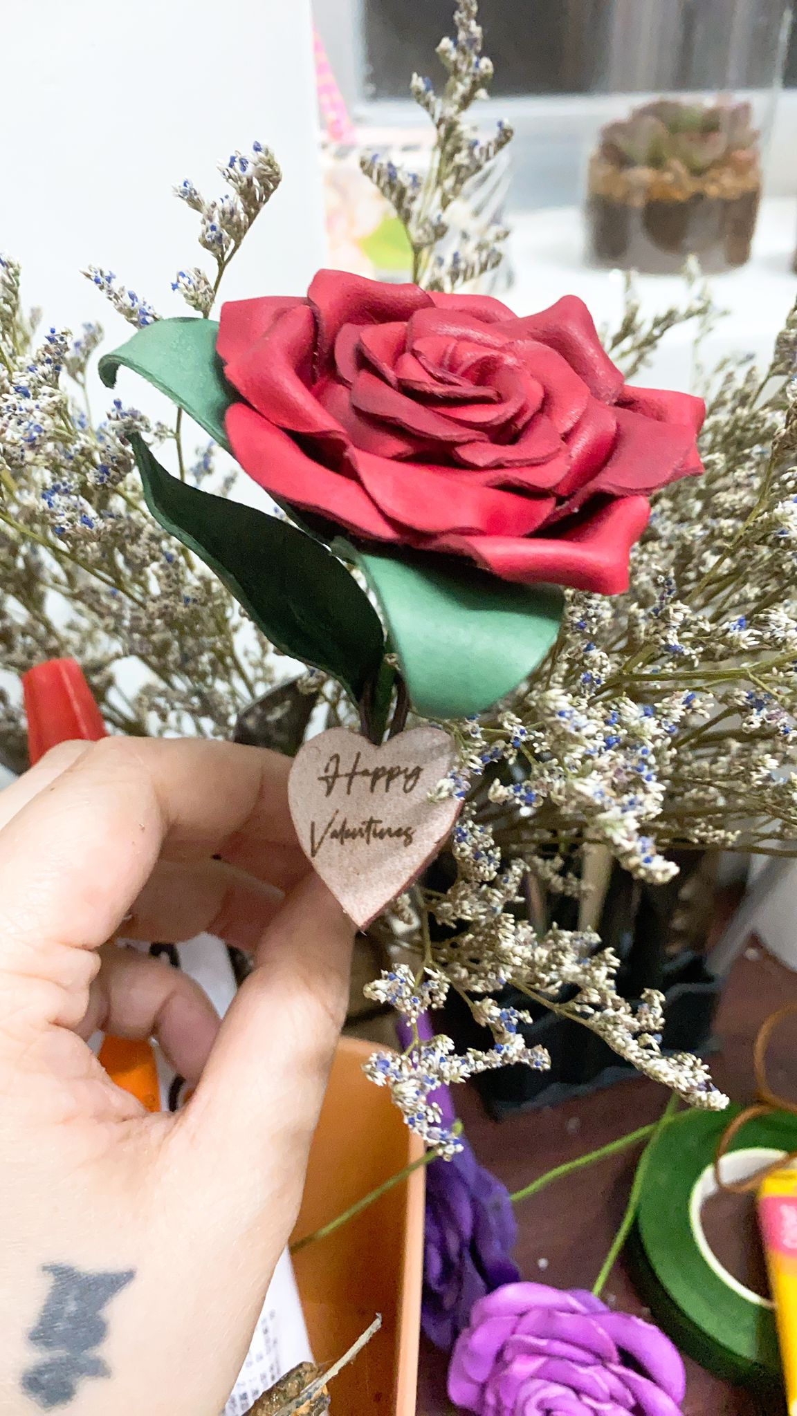 手染皮革玫瑰花